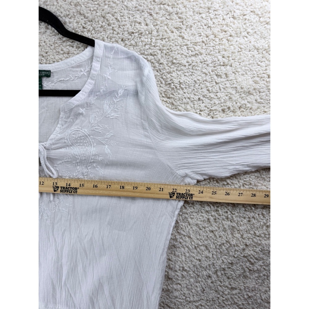 Lauren Ralph Lauren Peasant Blouse Womens L White Embroidered Cotton - Picture 10 of 10